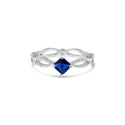 925 Sterling Silver Rhodium Plated Marquise Blue CZ Ring