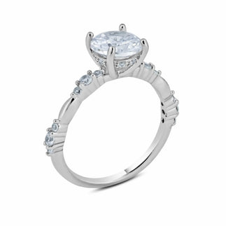 925 Sterling Silver Clear Round Center CZ Ring