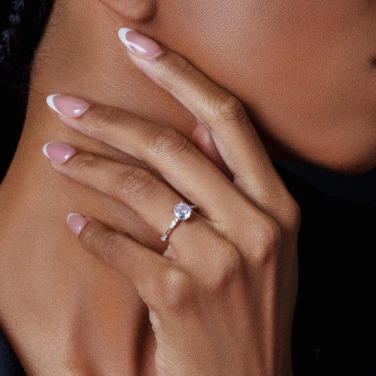 925 Sterling Silver Clear Round Center CZ Ring