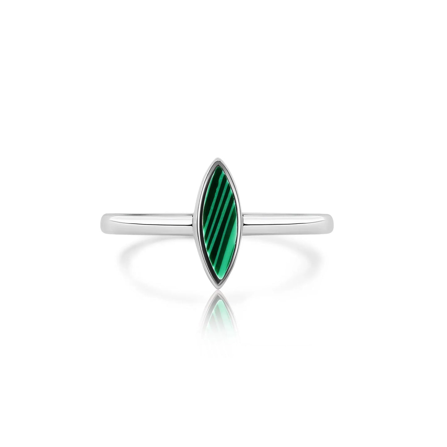 925 Sterling Silver Rhodium Plated Green Accent Stone Cat's Eye Ring