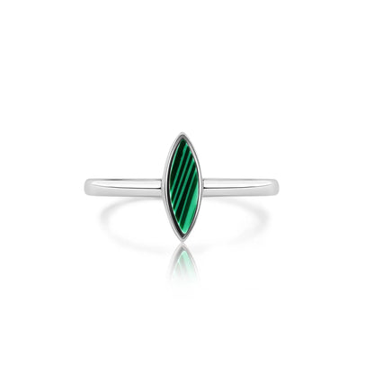 925 Sterling Silver Rhodium Plated Green Accent Stone Cat's Eye Ring