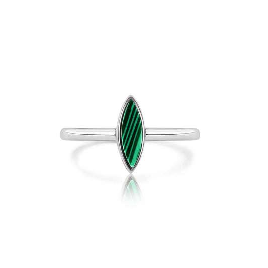 925 Sterling Silver Rhodium Plated Green Accent Stone Cat's Eye Ring