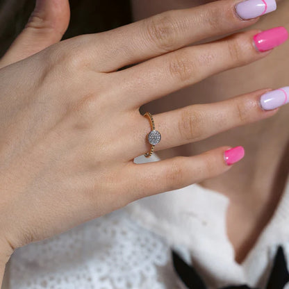 925 Sterling Silver Gold Plated Circle Ring with CZ