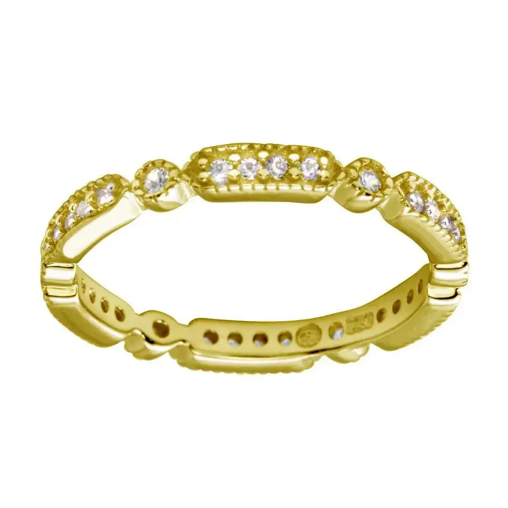 925 Sterling Silver Gold Plated CZ Eternity Ring
