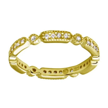 925 Sterling Silver Gold Plated CZ Eternity Ring