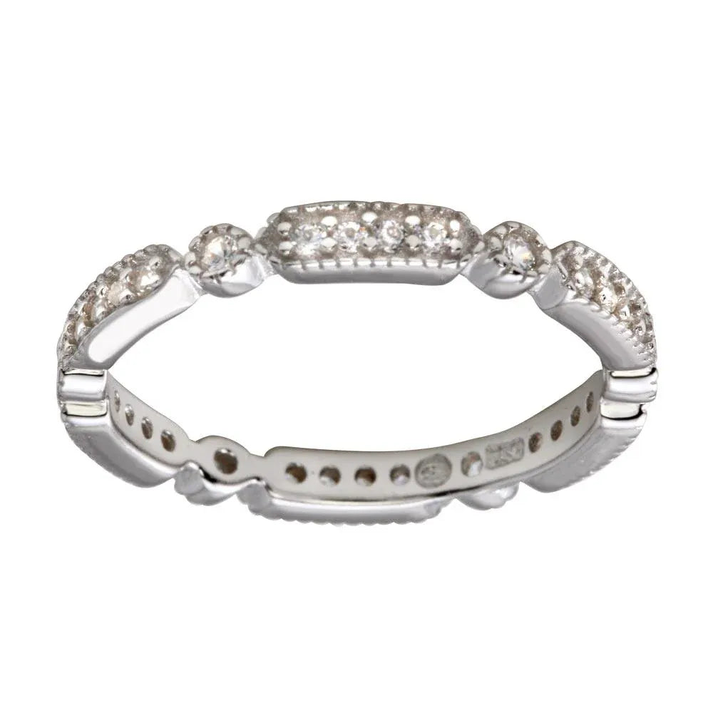925 Sterling Silver Rhodium Plated CZ Eternity Ring
