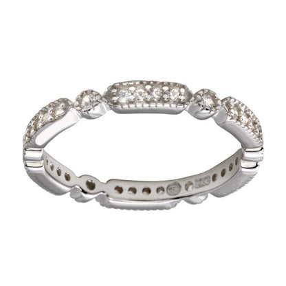 925 Sterling Silver Rhodium Plated CZ Eternity Ring