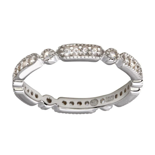 925 Sterling Silver Rhodium Plated CZ Eternity Ring