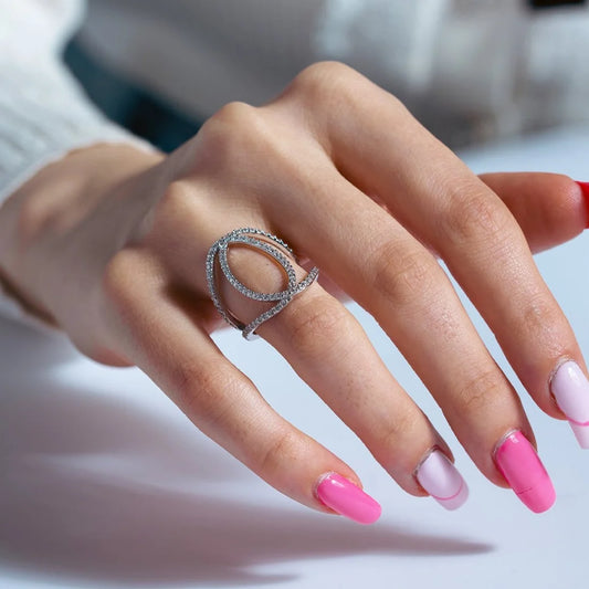 925 Silver Rhodium Plated Interlace Ring