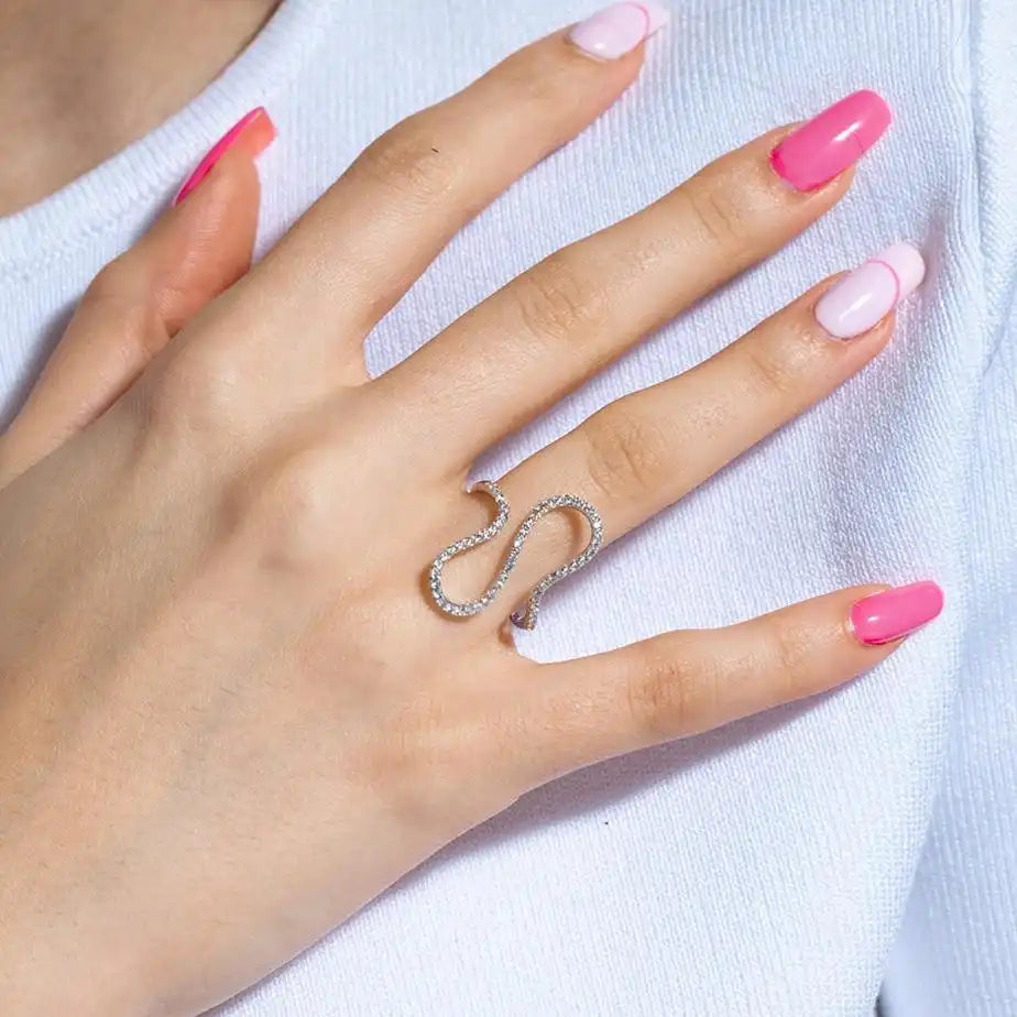 925 Sterling Silver Rhodium Plated S CZ Ring