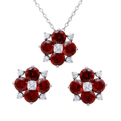925 Sterling Silver Rhodium Plated Birthstone Flower CZ Sets