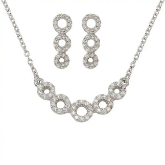 925 Sterling Silver Rhodium Plated 5 Circle CZ Set