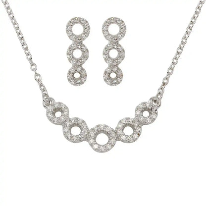925 Sterling Silver Rhodium Plated 5 Circle CZ Set