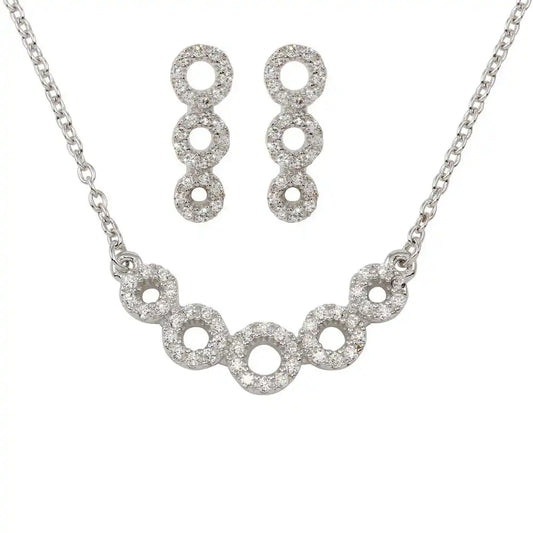 925 Sterling Silver Rhodium Plated 5 Circle CZ Set
