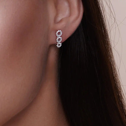 925 Sterling Silver Rhodium Plated 5 Circle CZ Set