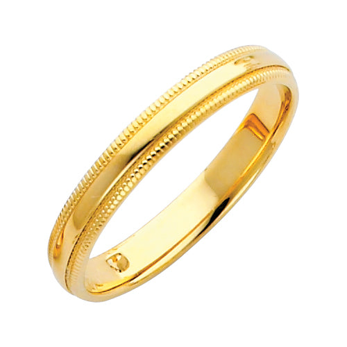 14K Yellow Gold Comfort Fit Milgrain Edge 3mm Wedding Band