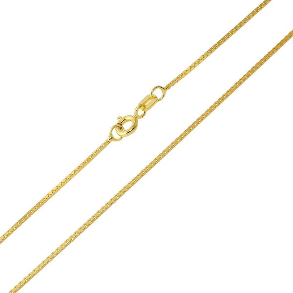 925 Sterling Silver Gold Plated Box DC Chain 1.0mm (Pk of 6)