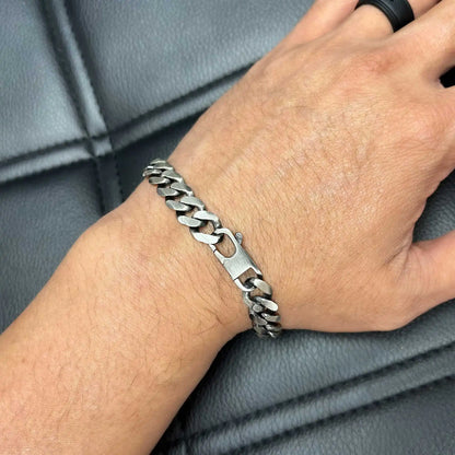 925 Sterling Silver Gun Metal Plated Curb 9mm Bracelet