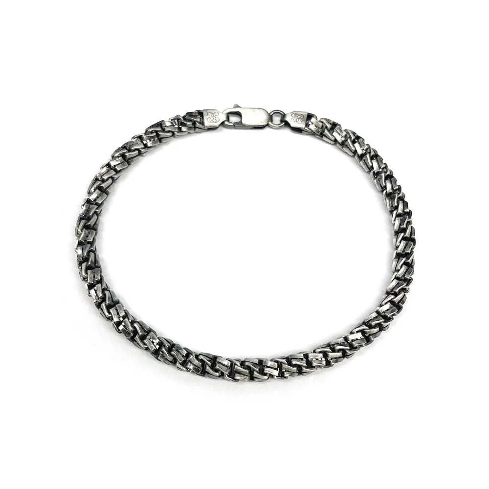 925 Sterling Silver Gun Metal Plated Twisted Link Bracelet