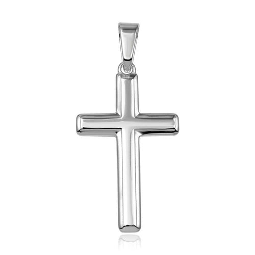 925 Sterling Silver High Polished Plain Cross Pendant