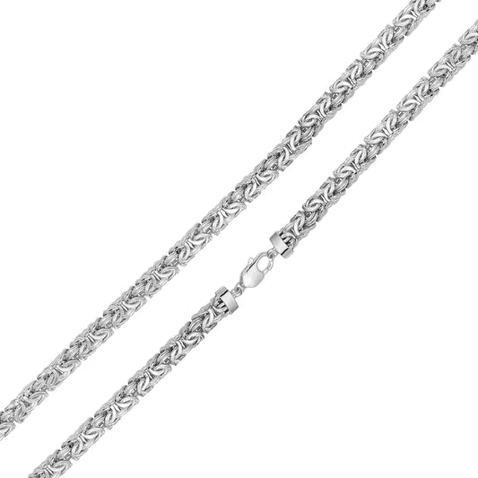 925 Sterling Silver Flat Hollow Byzantine Chain or Bracelet