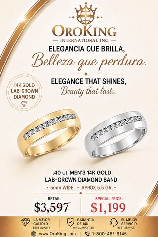 Men's 14K Gold Lab-Grown Diamond Band 5mm Wide 0.40ct. TDW aprox 5.5 Gr.