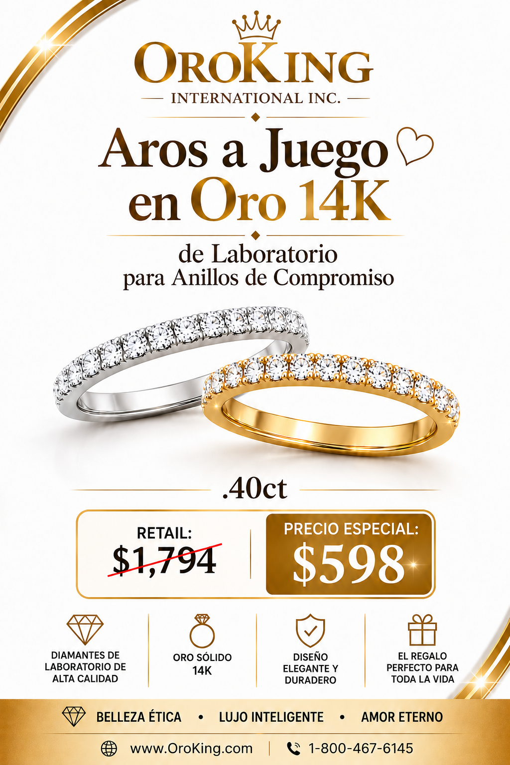 Women's 14K Gold Lab-Grown Diamond Band 1.9mm Wide 0.40ct. TDW