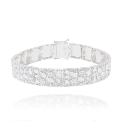 925 Sterling Silver Clustered Nugget 11.5mm Bracelet