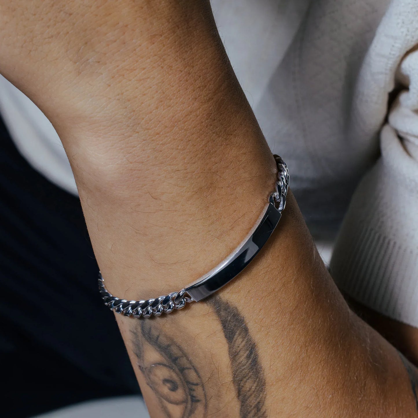 925 Sterling Silver Rhodium Plated Miami Cuban ID Bracelet 7mm