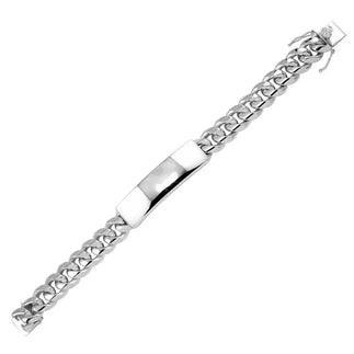 925 Sterling Silver Rhodium Plated Miami Cuban ID Link 14.5mm Bracelet