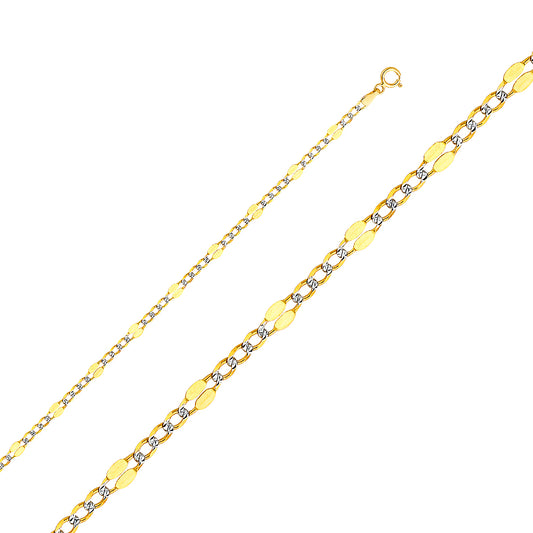 14K Gold 3.7mm 14K Solid Two-Tone Gold Stamped Figaro Chain Necklaces & Matching Bracelets