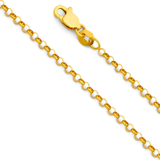 2.5mm 14K Solid Yellow Gold Rolo Chain Necklaces