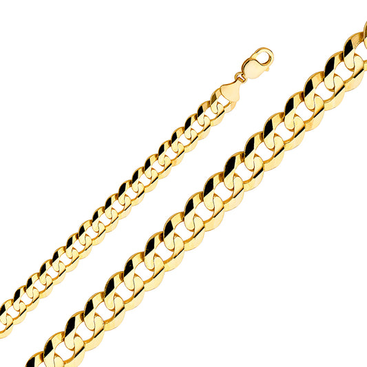 14K Gold 12mm 14K Solid Yellow Gold Concave  Cuban / CurbLink Chain Necklaces & Matching Bracelets