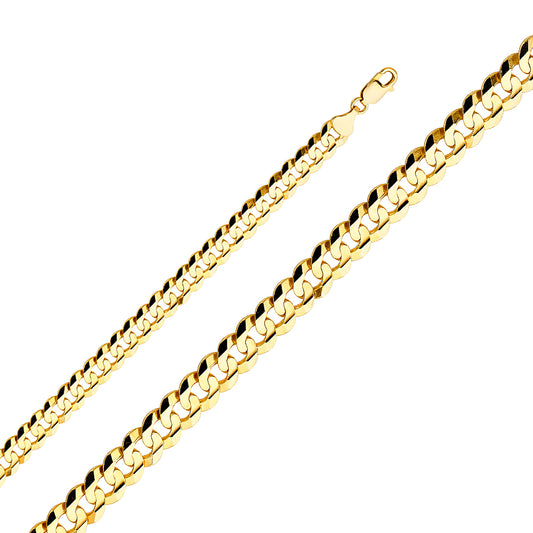 14K Gold 10mm 14K Solid Yellow Gold Concave  Cuban / CurbLink Chain Necklaces & Matching Bracelets