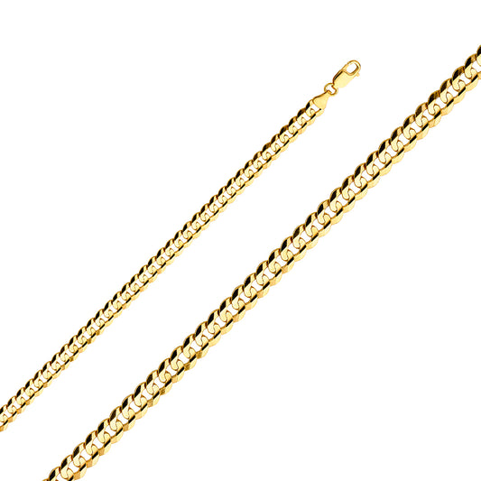 14K Gold 7.0mm 14K Solid Yellow Gold Concave  Cuban / CurbLink Chain Necklaces & Matching Bracelets
