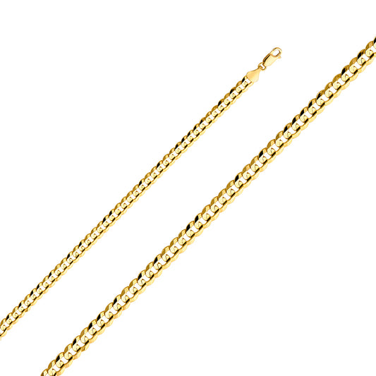 14K Gold 6.0mm 14K Solid Yellow Gold Concave  Cuban / CurbLink Chain Necklaces & Matching Bracelets