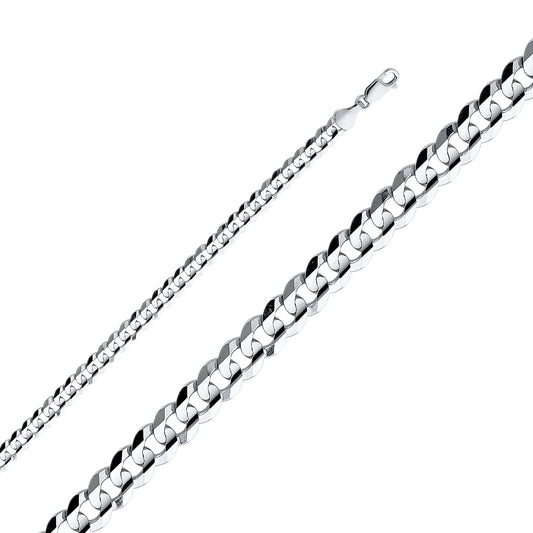 6.0mm 14K Solid White Gold Concave  Cuban / Curb Chain Necklaces & Matching Bracelets 1