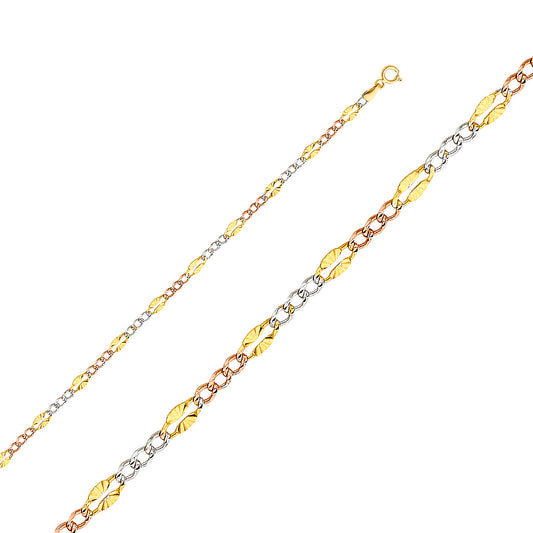 14K 3C 5.5mm Figaro 3+1 Concave Chain
