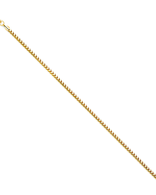 2.2mm 14K Solid Yellow Gold Franco Chain Necklaces & Matching Bracelets