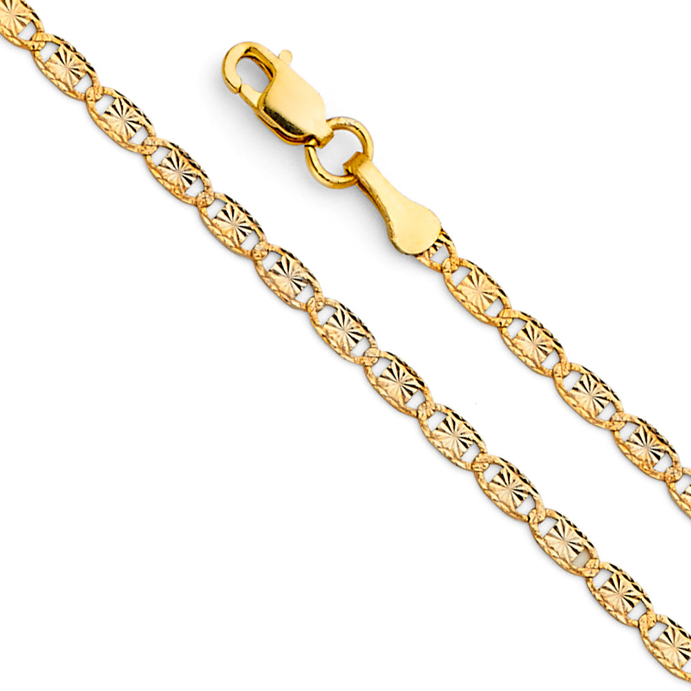 14K Gold 2.1mm 14K Solid Yellow Gold Star DC Valentino Chain Necklaces & Matching Bracelets