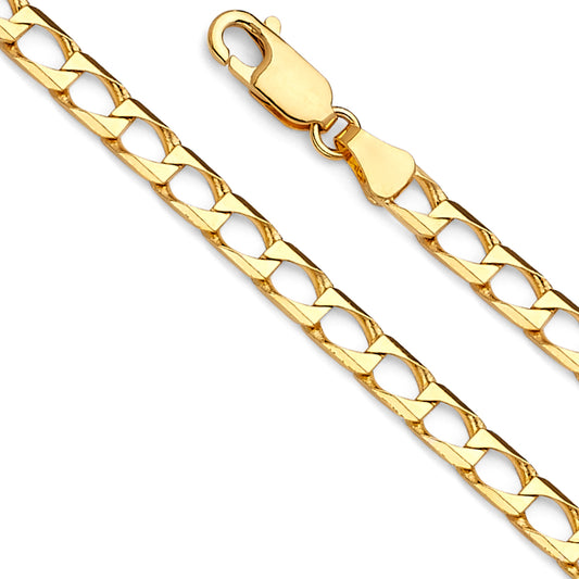 4.0mm 14K Solid Yellow Gold Square Curb Chain Necklaces & Matching Bracelets