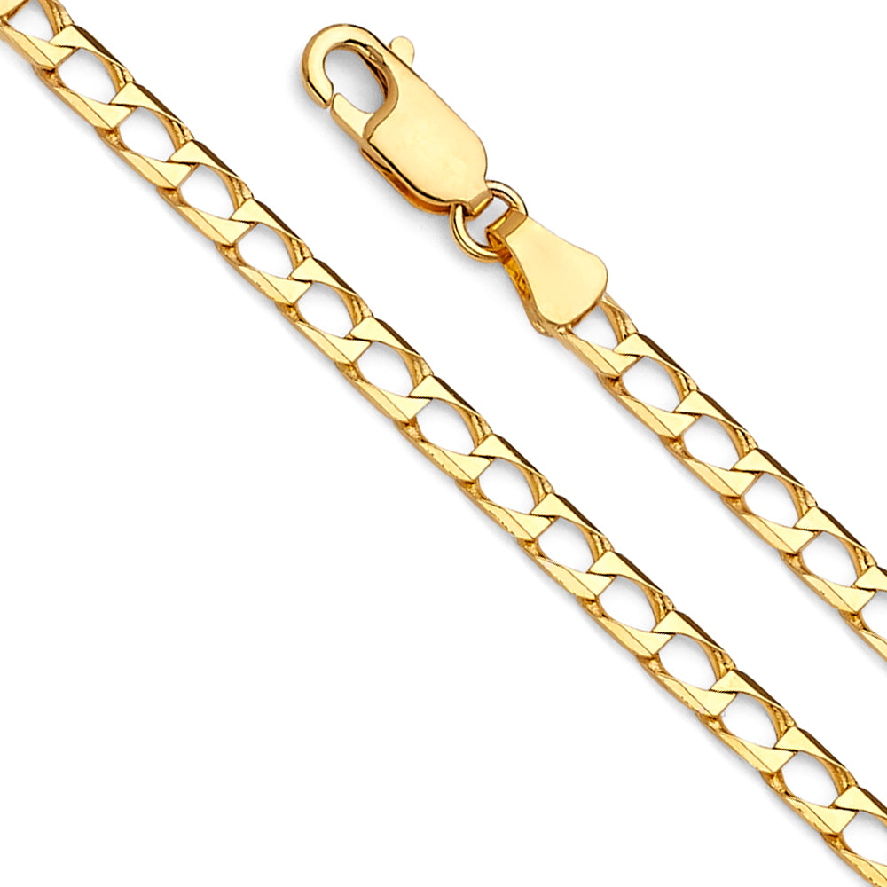 3.5mm 14K Solid Yellow Gold Square Curb Chain Necklaces & Matching Bracelets