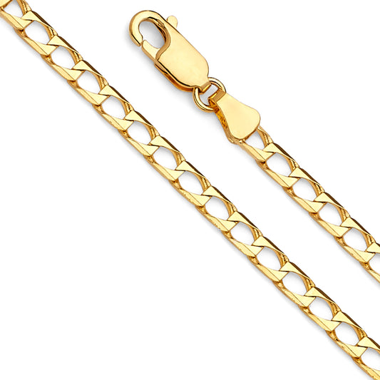 3.5mm 14K Solid Yellow Gold Square Curb Chain Necklaces & Matching Bracelets