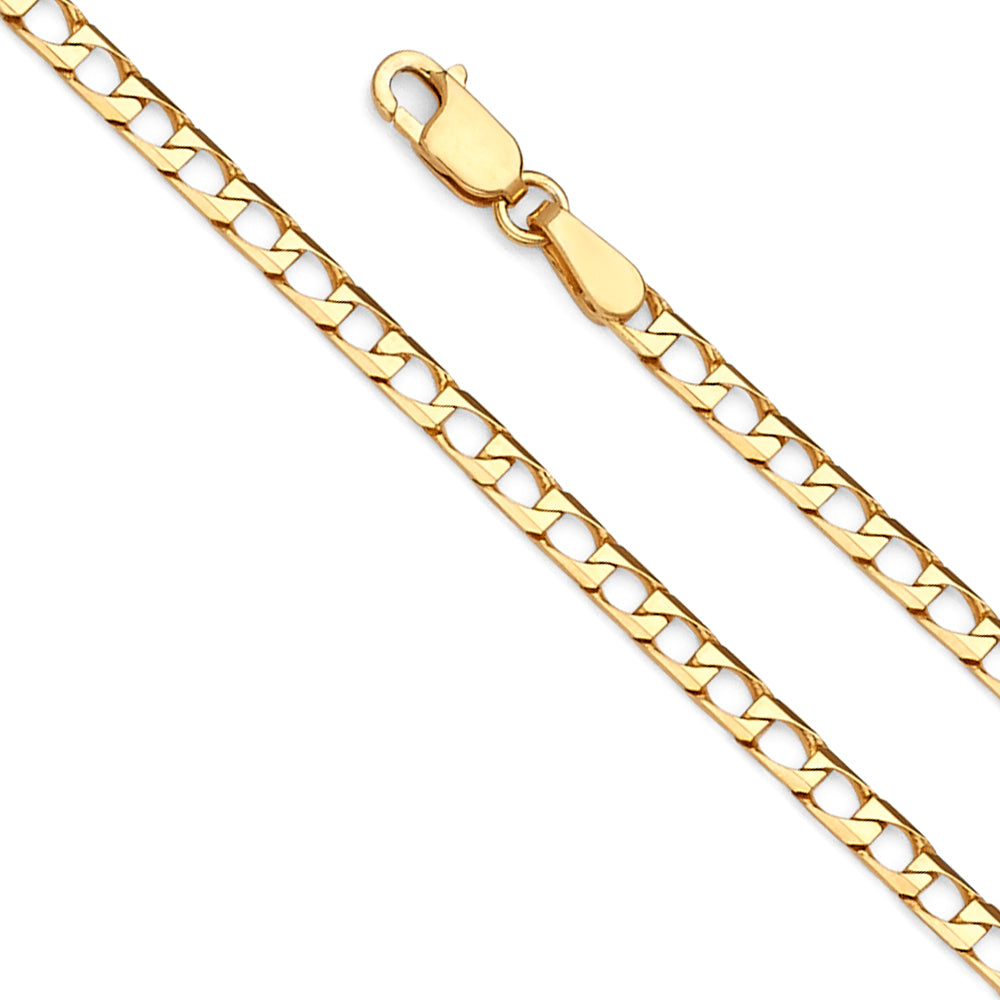 2.5mm 14K Solid Yellow Gold Square Curb Chain Necklaces & Matching Bracelets