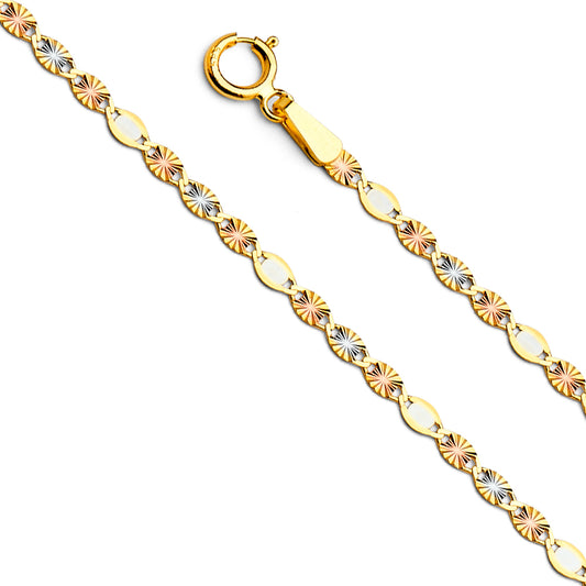 14K Gold 14K 3C 2.1mm Flat Valentino Star DC Chain