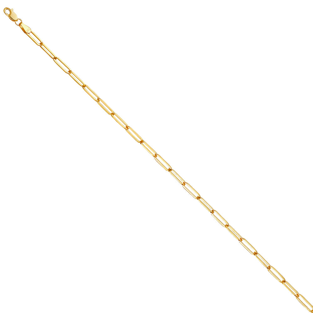 3.0mm 14K Solid Yellow Gold  Paperclip Chain Necklaces