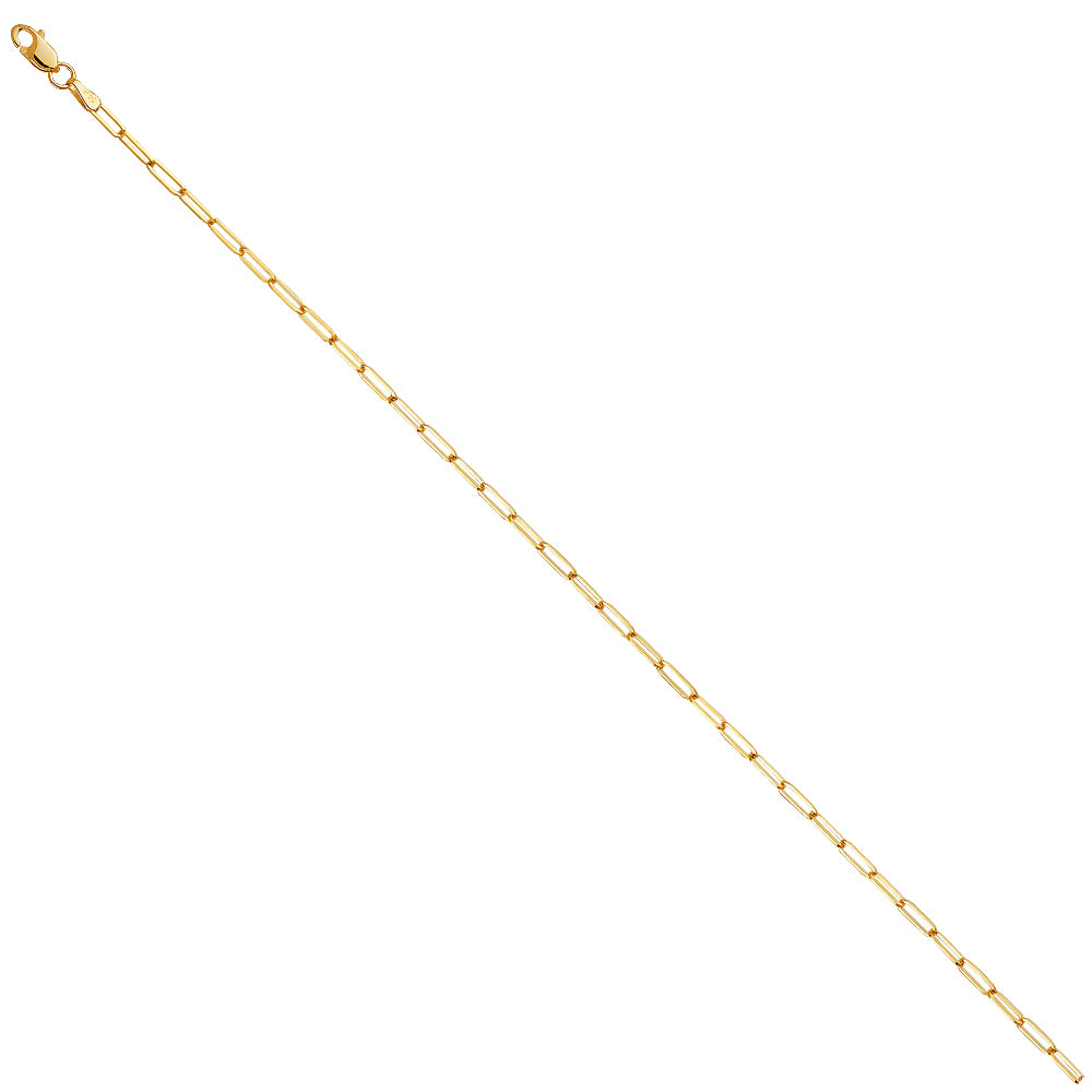 2.2mm 14K Solid Yellow Gold  Paperclip Chain Necklaces