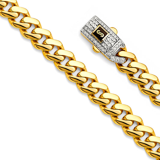 8.0mm 14K Hollow Yellow Gold Monaco Chain Necklaces & Matching Bracelets