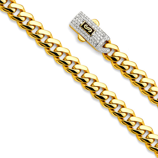 6.5mm 14K Hollow Yellow Gold Monaco Chain Necklaces & Matching Bracelets