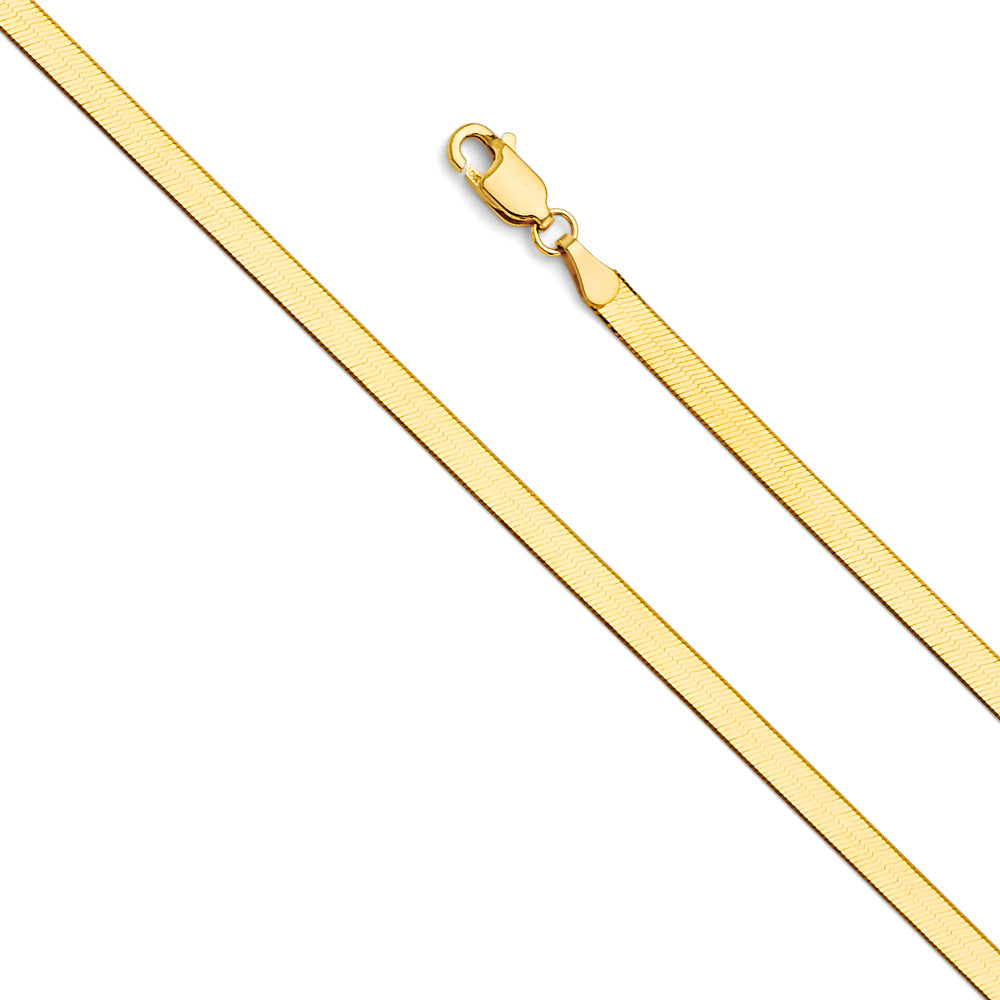 3.5mm 14K Solid Yellow Gold  Flex Herringbone  Necklaces